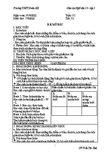 Giáo án Ngữ văn 10 Sách Kết nối tri thức - Học kì 1 - Năm học 2022-2023