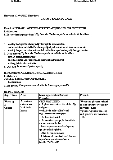 Giáo án Tiếng Anh 10 Global Success - Học kì 2 - Năm học 2022-2023 - Trường THPT Đoàn Kết