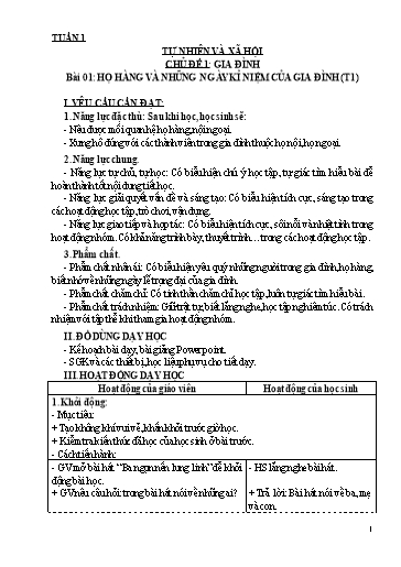 Giáo án Tự nhiên và Xã hội Lớp 3 Sách Kết nối tri thức