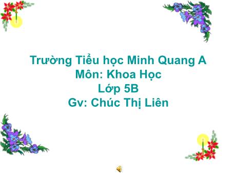 Bài giảng Khoa học Lớp 5 - Chương trình cả năm - Trường Tiểu học Minh Quang A