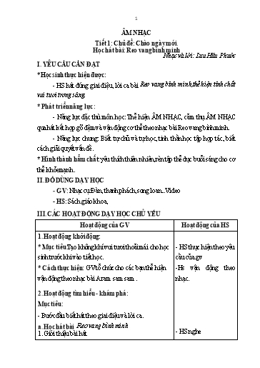 Kế hoạch bài dạy Âm nhạc Lớp 5 - Học kỳ 1