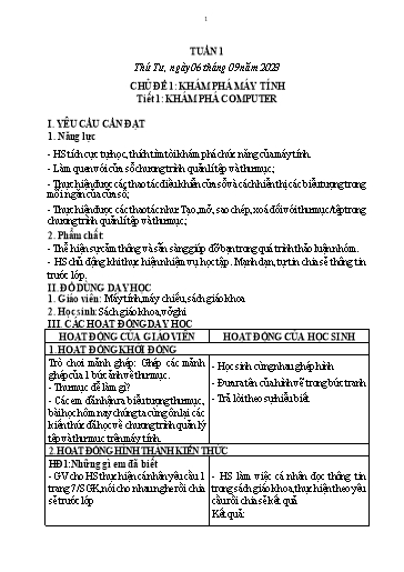 Kế hoạch bài dạy Tin học Lớp 5 - Năm học 2023-2024