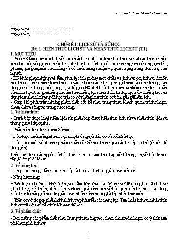 Giáo án Lịch sử 10 Sách Cánh diều - Học kì 1