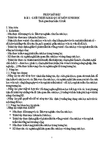 Giáo án Sinh học 10 Sách Kết nối tri thức - Năm học 2022-2023 - Trường THPT Trương Định