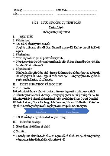 Giáo án Tin học 8 Sách Kết nối tri thức - Năm học 2023-2024