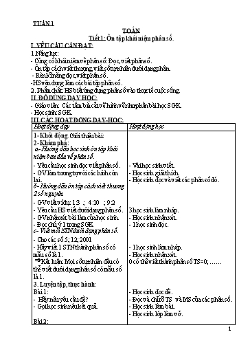 Giáo án Toán Lớp 5 - Học kì 1