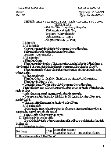 Kế hoạch bài dạy GDTC 8 Sách Kết nối tri thức - Năm học 2023-2024 - Trường THCS Lê Đình Chinh