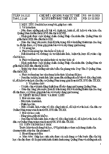 Kế hoạch bài dạy Giáo dục địa phương Lớp 8 (Quảng Nam) - Năm học 2023-2024 - Trường THCS Lê Ngọc Giá