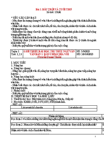 Kế hoạch bài dạy Ngữ văn 7 Sách Kết nối tri thức - Năm học 2023-2024