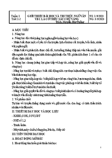 Kế hoạch bài dạy Ngữ văn 8 Sách Kết nối tri thức - Năm học 2023-2024 - Trường THCS Lê Ngọc Giá