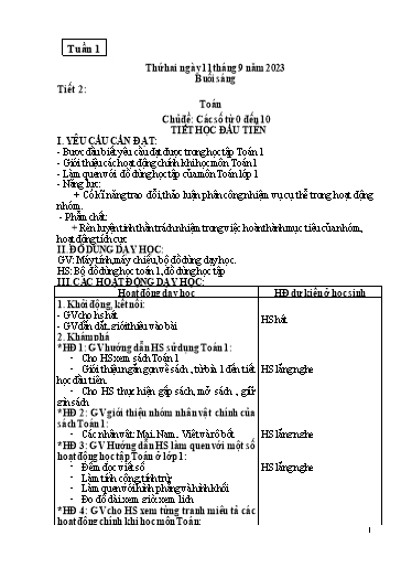 Kế hoạch bài dạy Toán + Tiếng Việt Lớp 1 - Năm học 2023-2024 - Trường Tiểu học Nậm Nèn