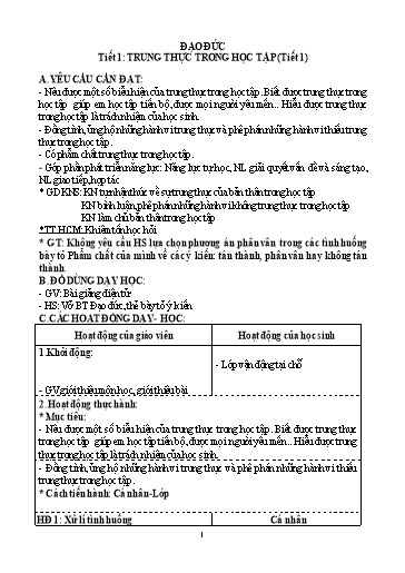 Giáo án Đạo đức 4 - Chương trình cả năm - Trường Tiểu học Vật Lại