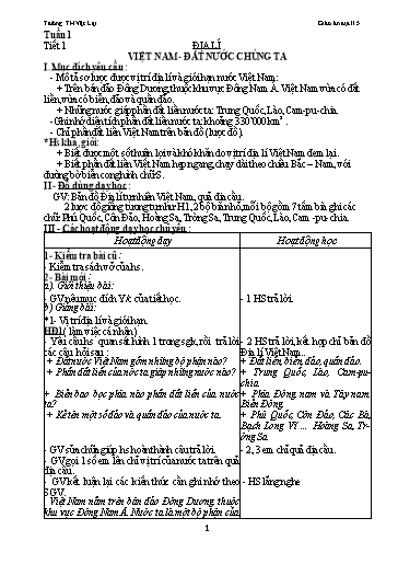 Giáo án Địa lí 5 - Chương trình cả năm - Trường Tiểu học Vật Lại