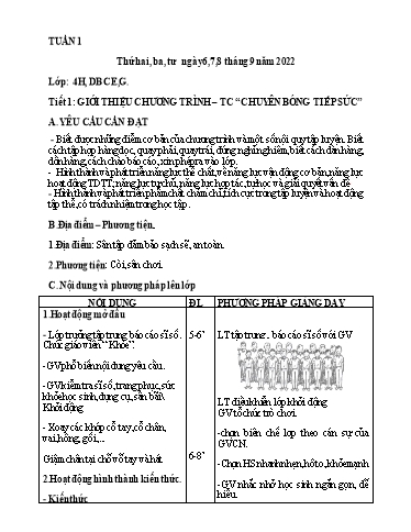 Giáo án GDTC 4 - Chương trình cả năm - Trường Tiểu học Vật Lại