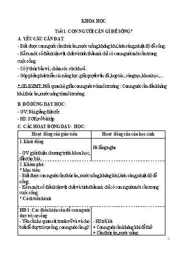 Giáo án Khoa học 4 - Năm học 2022-2023 - Trường Tiểu học Vật Lại