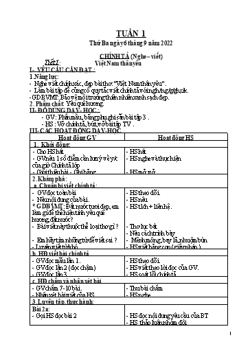 Giáo án Tiếng Việt 5 (Chính tả) - Chương trình cả năm - Năm học 2022-2023 - Trường Tiểu học Minh Châu