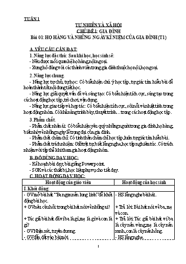 Giáo án Tự nhiên và Xã hội Lớp 3 Sách KNTT - Năm học 2022-2023 - Trường Tiểu học Vật Lại