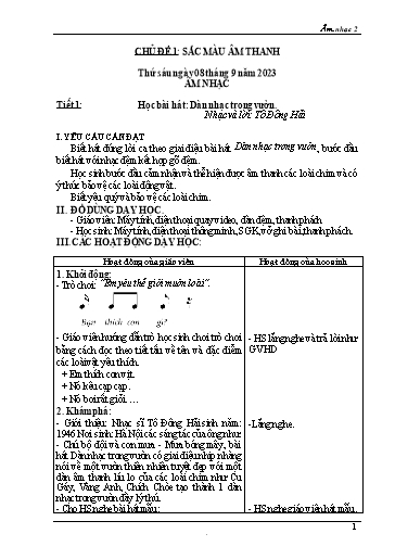 Kế hoạch bài dạy Âm nhạc 2 - Năm học 2022-2023
