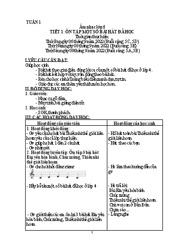 Kế hoạch bài dạy Âm nhạc 5 - Năm học 2022-2023 - Trường Tiểu học Minh Quang A