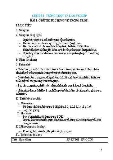 Kế hoạch bài dạy Công nghệ 7 Sách Cánh diều - Phòng GDĐT Ý Yên