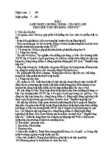 Kế hoạch bài dạy GDTC 4 Sách Cánh diều (Theo CV2345) - Năm học 2023-2024 - Trường TH TTNC Bò và Đồng Cỏ