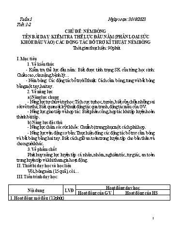 Kế hoạch bài dạy Giáo dục thể chất 6 Sách KNTT - Năm học 2023-2024 - Trường THCS Nguyễn Duy Hiệu