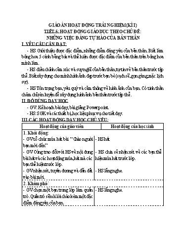 Kế hoạch bài dạy Hoạt động trải nghiệm Lớp 4 Sách KNTT - Học kỳ 1