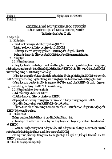 Kế hoạch bài dạy KHTN 6 (Sinh học) Sách KNTT - Năm học 2023-2024 - Trường THCS Nguyễn Duy Hiệu