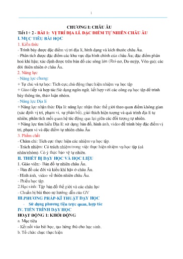 Kế hoạch bài dạy Lịch sử và Địa lí Lớp 7 (Phần Địa lí) Sách Cánh diều - Chương trình cả năm