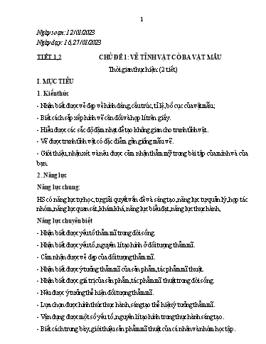 Kế hoạch bài dạy Mĩ thuật 9 (Soạn theo CV5512) - Năm học 2022-2023