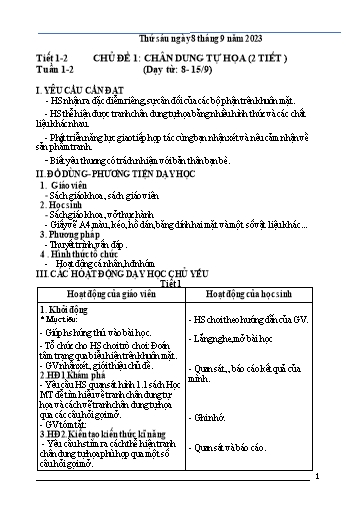 Kế hoạch bài dạy Mĩ thuật Lớp 5 - Năm học 2023-2024 - Trường Tiểu học TTNC Bò và Đồng Cỏ