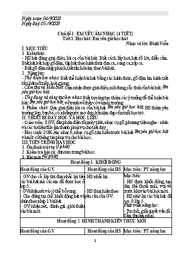 Kế hoạch bài dạy Nghệ thuật 6 (Âm nhạc) Sách Cánh diều - Năm học 2023-2024