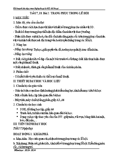 Kế hoạch bài dạy Nghệ thuật 6 (Mĩ thuật) Sách Chân trời sáng tạo - Học kỳ 2 - Năm học 2023-2024