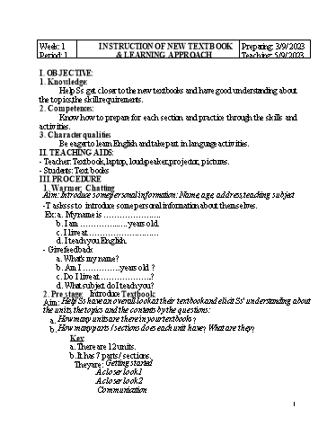 Kế hoạch bài dạy Tiếng Anh 7 Global Success - Năm học 2023-2024 - Trường THCS Quang Trung