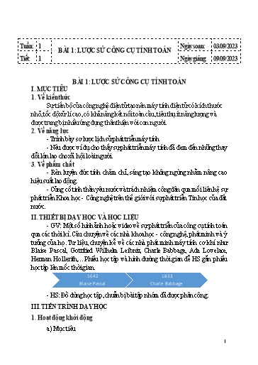 Kế hoạch bài dạy Tin học 8 Sách KNTT - Năm học 2023-2024 - Trường THCS Quang Trung