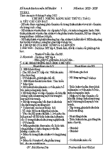 Kế hoạch dạy học môn Mĩ thuật 4 (Soạn theo CV2345) - Năm học 2022-2023 - Trường Tiểu học Vật Lại