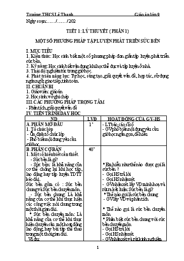 Giáo án GDTC 9 - Chương trình cả năm - Trường THCS Lê Thanh