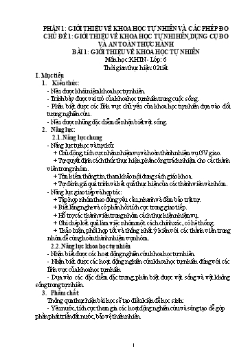 Giáo án Khoa học tự nhiên 6 (Phần Vật lí) Sách Cánh diều