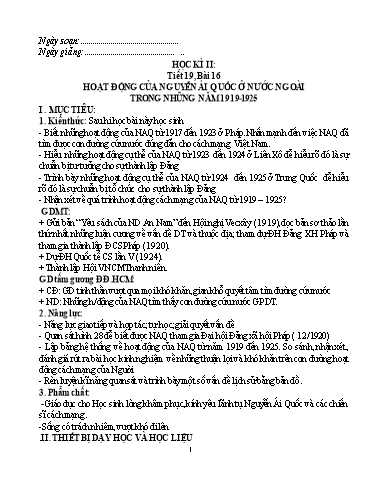 Giáo án Lịch sử 9 (CV5512) - Học kì 2