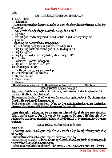 Giáo án PTNL Tin học Lớp 7 (Theo CV3280) - Năm học 2020-2021