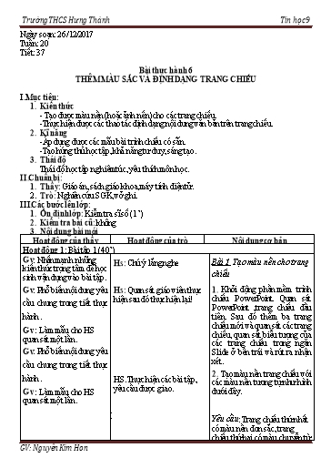 Giáo án Tin học 9 - Học kì 2 - Năm học 2017-2018 - Trường THCS Hưng Thành