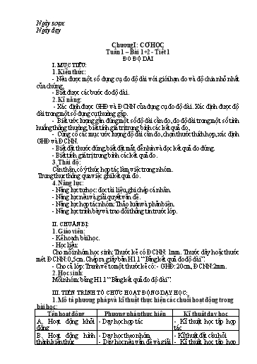 Giáo án Vật lý 6 (CV5512) - Chương trình cả năm