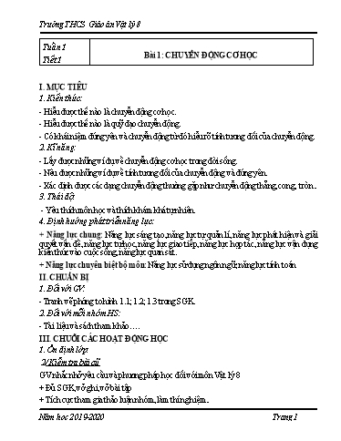 Giáo án Vật lý 8 (CV3280) - Năm học 2019-2020