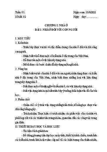 Kế hoạch bài dạy Công nghệ 6 Sách CTST - Năm học 2021-2022