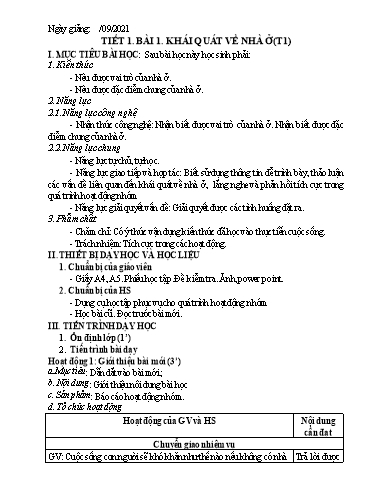 Kế hoạch bài dạy Công nghệ 6 Sách KNTT - Năm học 2021-2022