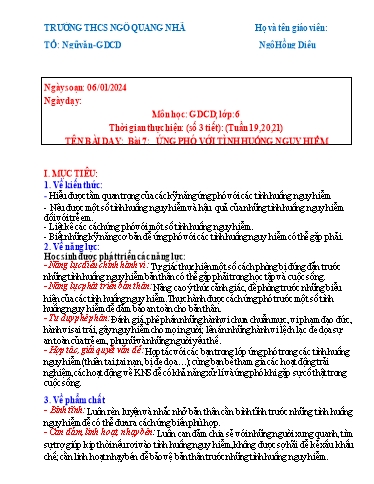 Kế hoạch bài dạy GDCD 6 Sách CTST - Học kì 2 - Năm học 2023-2024 - Trường THCS Ngô Quang Nhã