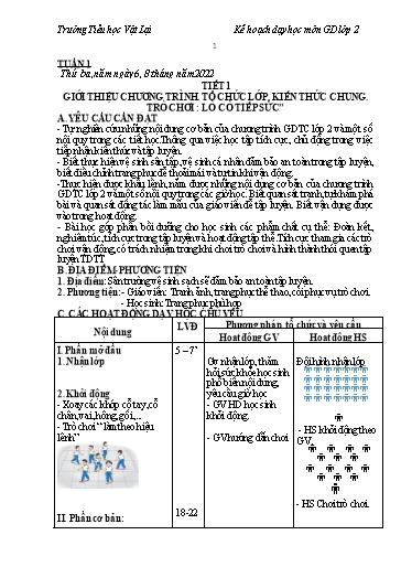 Kế hoạch bài dạy GDTC Lớp 2 Sách KNTT - Năm học 2022-2023 - Trường Tiểu học Vật Lại