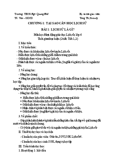 Kế hoạch bài dạy Lịch sử và Địa lí 6 (Phần Lịch sử) Sách Cánh diều - Chương trình cả năm - Trường THCS Ngô Quang Nhã