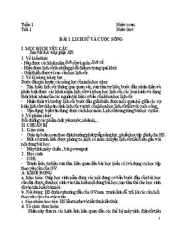 Kế hoạch bài dạy Lịch sử và Địa lí 6 (Phần Lịch sử) Sách KNTT - Năm học 2023-2024 - Trường TH & THCS Phước Lộc