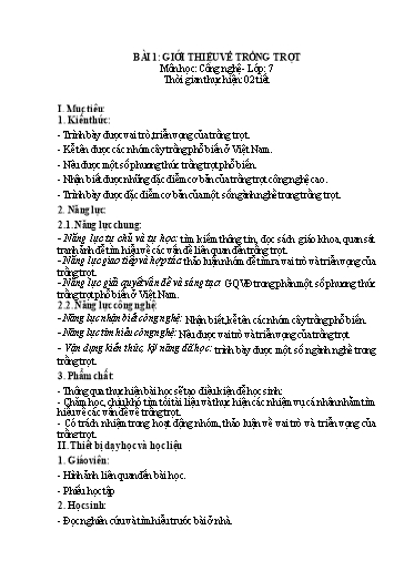 [Bài giảng + Giáo án] Công nghệ 7 Sách Kết nối tri thức - Năm học 2022-2023